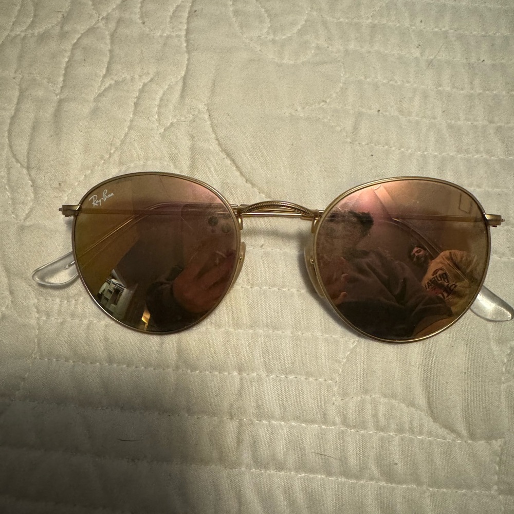 Ray-Ban Gold Frame Sunglasses with Pink Lenses